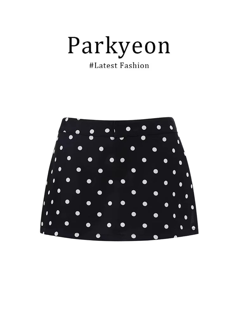 Pure Desire Design Striped Irt Top High Waist Polka Dot Wrap around F Skirt Two Piece Set Summer Chic Slim Fit V Ne