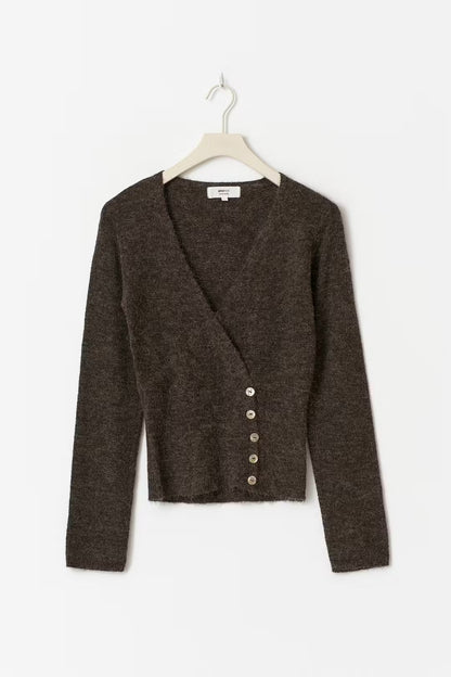 Stylish Versatile Short Cardigan Slim Fit Vintage Sexy Deep V Winter Knit Wear Fashion Casual Chic Fall Female Knitted Tops