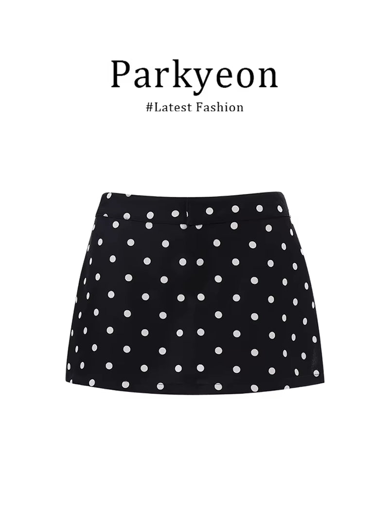 Pure Desire Design Striped Irt Top High Waist Polka Dot Wrap around F Skirt Two Piece Set Summer Chic Slim Fit V Ne