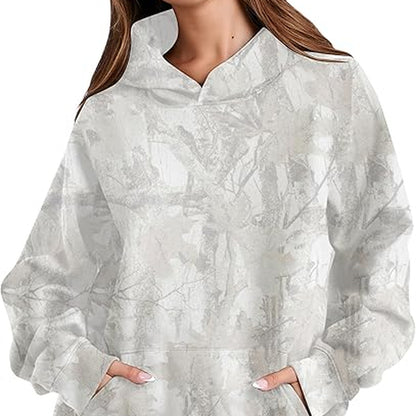 Women'S Camouflage Hooded Sweatshirt with Maple Leaf Print