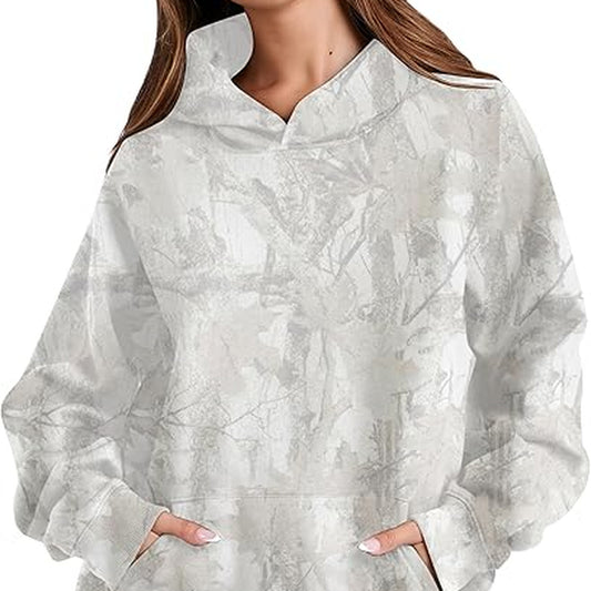 Women'S Camouflage Hooded Sweatshirt with Maple Leaf Print